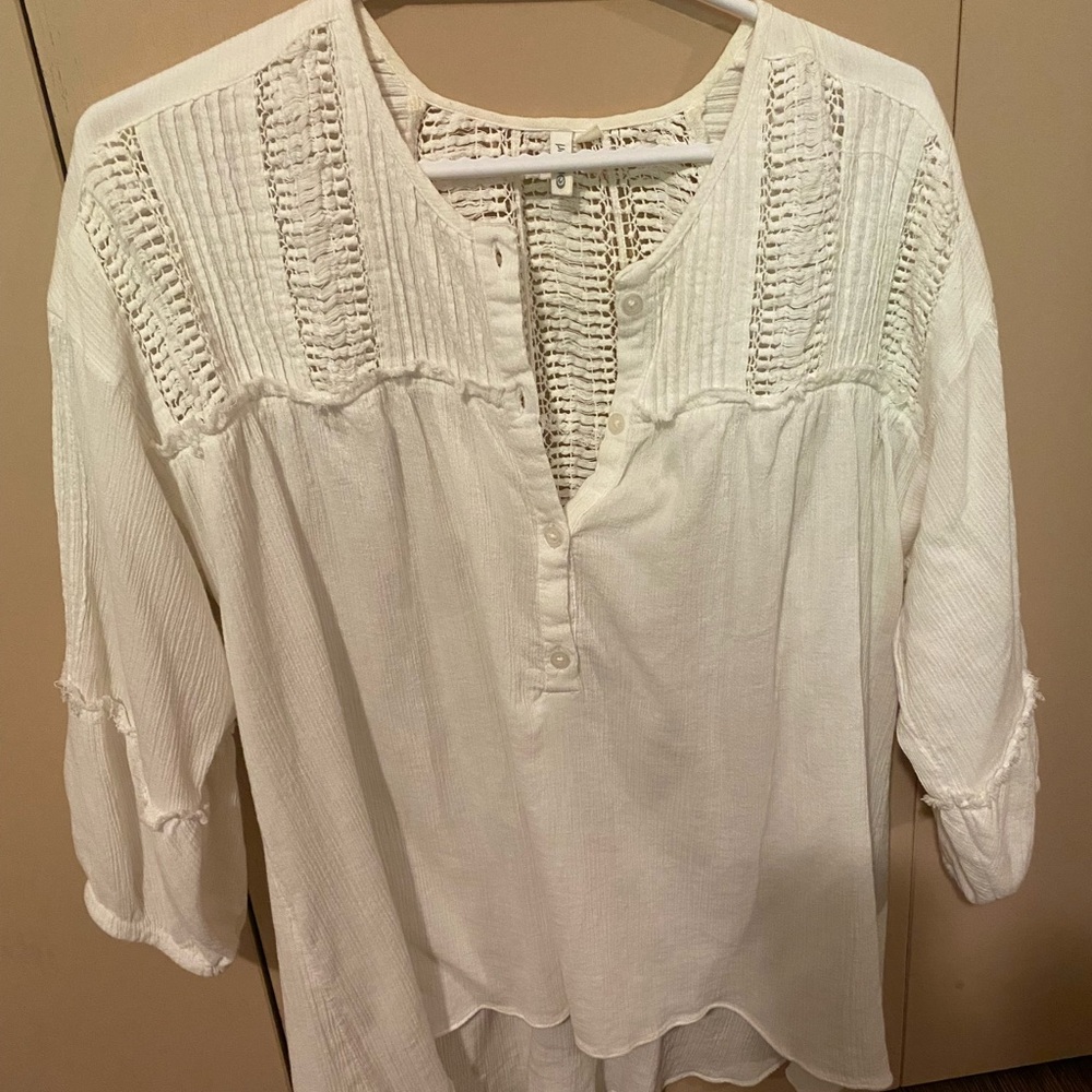 Rip Curl White Textured Blouse